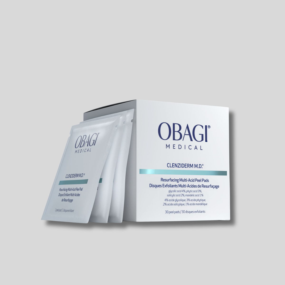 Obagi Medical CLENZIDERM M.D.® Resurfacing Multi-Acid Peel Pads – Šveičiamieji Veido Padeliai su Rūgštimis 30vnt